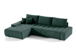 Canapé D'angle Convertible Gauche 4 Places Avec Coffre Jonas Vert