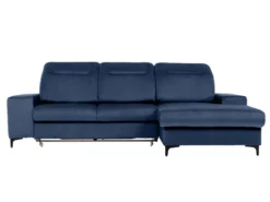 Canapé D'angle Droit Convertible En Velours Bleu SANTANA -Canapé Soldes Boutique canape 14023223