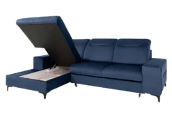 Canapé D'angle Gauche Convertible En Velours Bleu SANTANA 13 Canapé D'angle Gauche Convertible En Velours Bleu SANTANA -Canapé Soldes Boutique canape 14023237