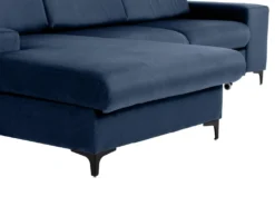Canapé D'angle Droit Convertible En Velours Bleu SANTANA -Canapé Soldes Boutique canape 14023259