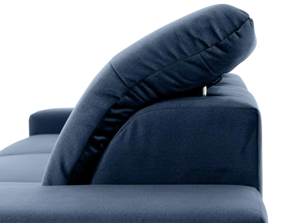 Canapé D'angle Gauche Convertible En Velours Bleu SANTANA 7 Canapé D'angle Gauche Convertible En Velours Bleu SANTANA – Image 7