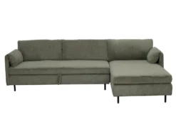 Canapé D'angle Droit Convertible En Velours Côtelé Vert Olive ALEXANDRA