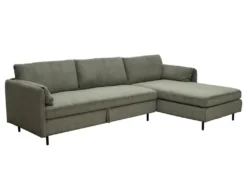 Canapé D'angle Droit Convertible En Velours Côtelé Vert Olive ALEXANDRA -Canapé Soldes Boutique canape 14178357