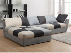 Canapé D'angle Convertible En Tissu ROMANE - Gris - Angle Droit -Canapé Soldes Boutique canape 141832