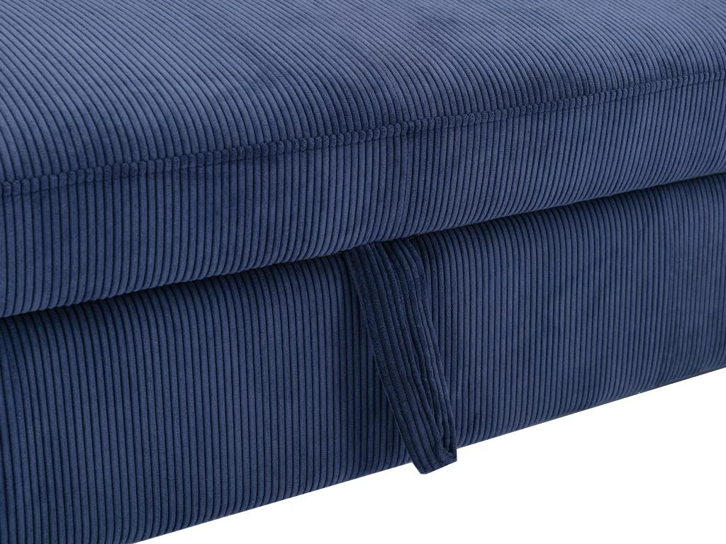 Canapé D'angle Droit Convertible En Velours Côtelé Bleu Foncé ALEXANDRA 6 Canapé D'angle Droit Convertible En Velours Côtelé Bleu Foncé ALEXANDRA – Image 6