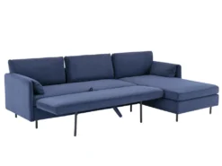 Canapé D'angle Droit Convertible En Velours Côtelé Bleu Foncé ALEXANDRA 12 Canapé D'angle Droit Convertible En Velours Côtelé Bleu Foncé ALEXANDRA -Canapé Soldes Boutique canape 14212407