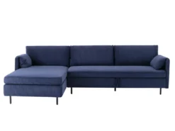 Canapé D'angle Gauche Convertible En Velours Côtelé Bleu Foncé ALEXANDRA -Canapé Soldes Boutique canape 14223665