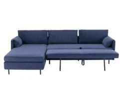 Canapé D'angle Gauche Convertible En Velours Côtelé Bleu Foncé ALEXANDRA -Canapé Soldes Boutique canape 14223673