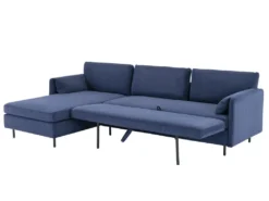 Canapé D'angle Gauche Convertible En Velours Côtelé Bleu Foncé ALEXANDRA -Canapé Soldes Boutique canape 14223675