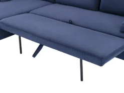 Canapé D'angle Gauche Convertible En Velours Côtelé Bleu Foncé ALEXANDRA -Canapé Soldes Boutique canape 14223677