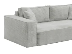 Canapé 3 Places Convertible Express En Velours Côtelé Gris AMELIA -Couchage 140 Cm - Matelas 14 Cm Avec Mémoire De Forme DUNLOPILLO -Canapé Soldes Boutique canape 14290239