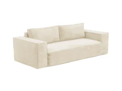 Canapé 4 Places Convertible Express En Velours Côtelé Beige AMELIA -Couchage 160 Cm - Matelas 14 Cm Avec Mémoire De Forme DUNLOPILLO -Canapé Soldes Boutique canape 14290255