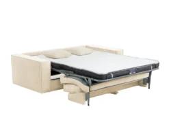 Canapé 4 Places Convertible Express En Velours Côtelé Beige AMELIA -Couchage 160 Cm - Matelas 14 Cm Avec Mémoire De Forme DUNLOPILLO -Canapé Soldes Boutique canape 14290257