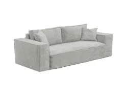 Canapé 3 Places Convertible Express En Velours Côtelé Gris AMELIA -Couchage 140 Cm - Matelas 14 Cm Avec Mémoire De Forme DUNLOPILLO -Canapé Soldes Boutique canape 14290283