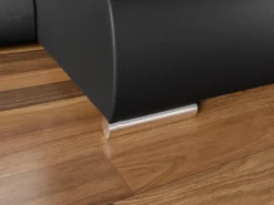 Canapé D'angle Droit Panoramique Convertible En Tissu Texturé Et Simili Gris Et Noir SONDRIO -Canapé Soldes Boutique canape 14290843