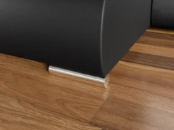 Canapé D'angle Gauche Panoramique Convertible En Tissu Texturé Et Simili Gris Et Noir SONDRIO -Canapé Soldes Boutique canape 14290861