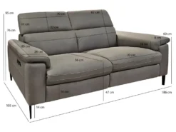 Canapé Relax 2.5 Places Tissu Microfibre Taupe Avec Prise USB - CHOPPER -Canapé Soldes Boutique canape 14291275