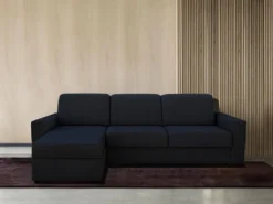 Canapé D'angle Gauche Convertible Express En Tissu Gris Anthracite - Couchage 140 Cm - Matelas 18cm TORASI