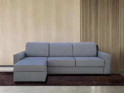 Canapé D'angle Gauche Convertible Express En Tissu Gris Clair - Couchage 140 Cm - Matelas 18cm TORASI