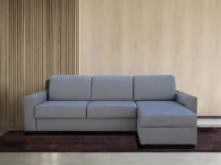 Canapé D'angle Droit Convertible Express En Tissu Gris Clair - Couchage 140 Cm - Matelas 18cm TORASI