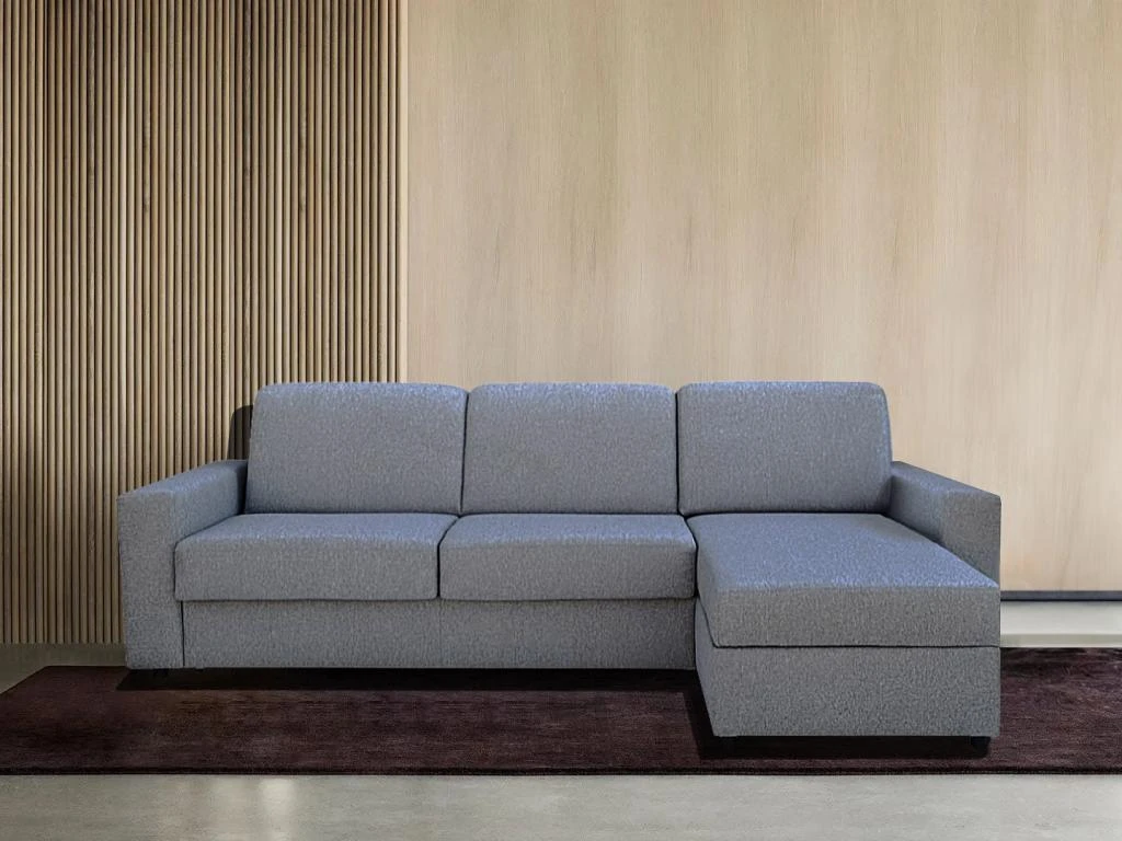 Canapé D'angle Droit Convertible Express En Tissu Gris Clair - Couchage 140 Cm - Matelas 18cm TORASI 1 Canapé D'angle Droit Convertible Express En Tissu Gris Clair - Couchage 140 Cm - Matelas 18cm TORASI