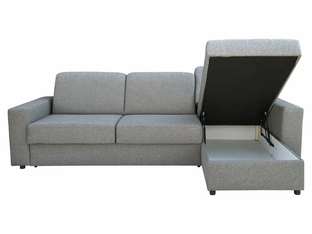 Canapé D'angle Droit Convertible Express En Tissu Gris Clair - Couchage 140 Cm - Matelas 18cm TORASI 5 Canapé D'angle Droit Convertible Express En Tissu Gris Clair - Couchage 140 Cm - Matelas 18cm TORASI – Image 5