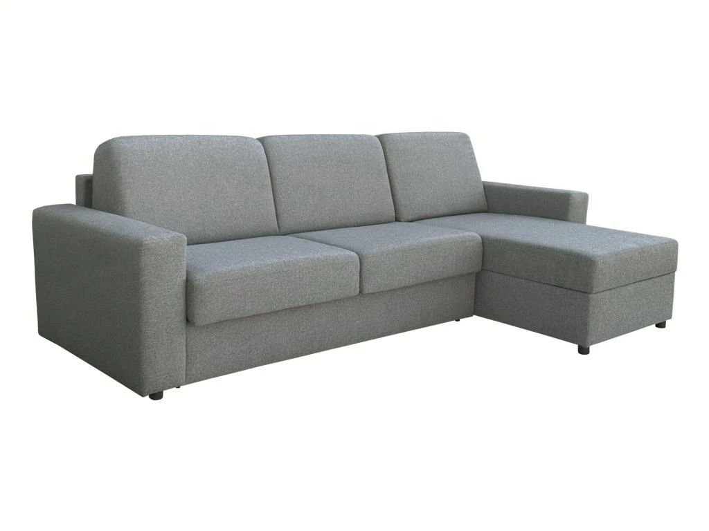 Canapé D'angle Droit Convertible Express En Tissu Gris Clair - Couchage 140 Cm - Matelas 18cm TORASI 2 Canapé D'angle Droit Convertible Express En Tissu Gris Clair - Couchage 140 Cm - Matelas 18cm TORASI – Image 2