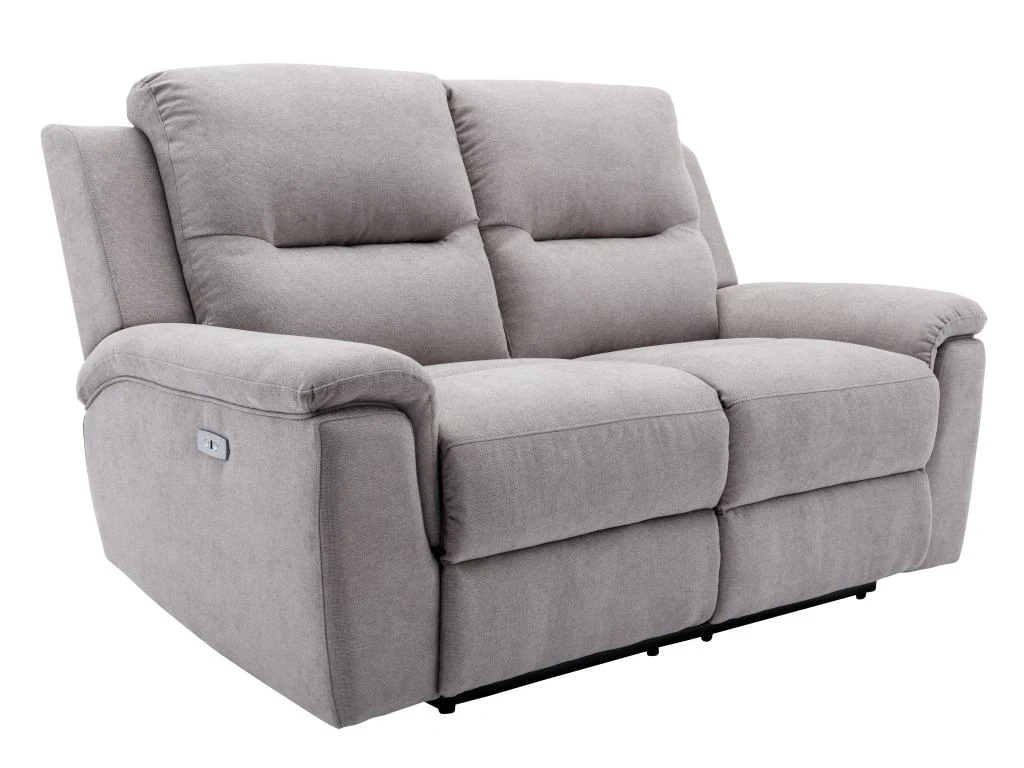 Canapé 2 Places Relax électrique En Tissu Gris Clair URSULA II 2 Canapé 2 Places Relax électrique En Tissu Gris Clair URSULA II – Image 2