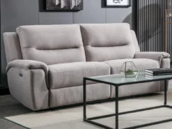 Canapé 3 Places Relax électrique En Tissu Gris Clair URSULA II 17 Canapé 3 Places Relax électrique En Tissu Gris Clair URSULA II -Canapé Soldes Boutique canape 14455299