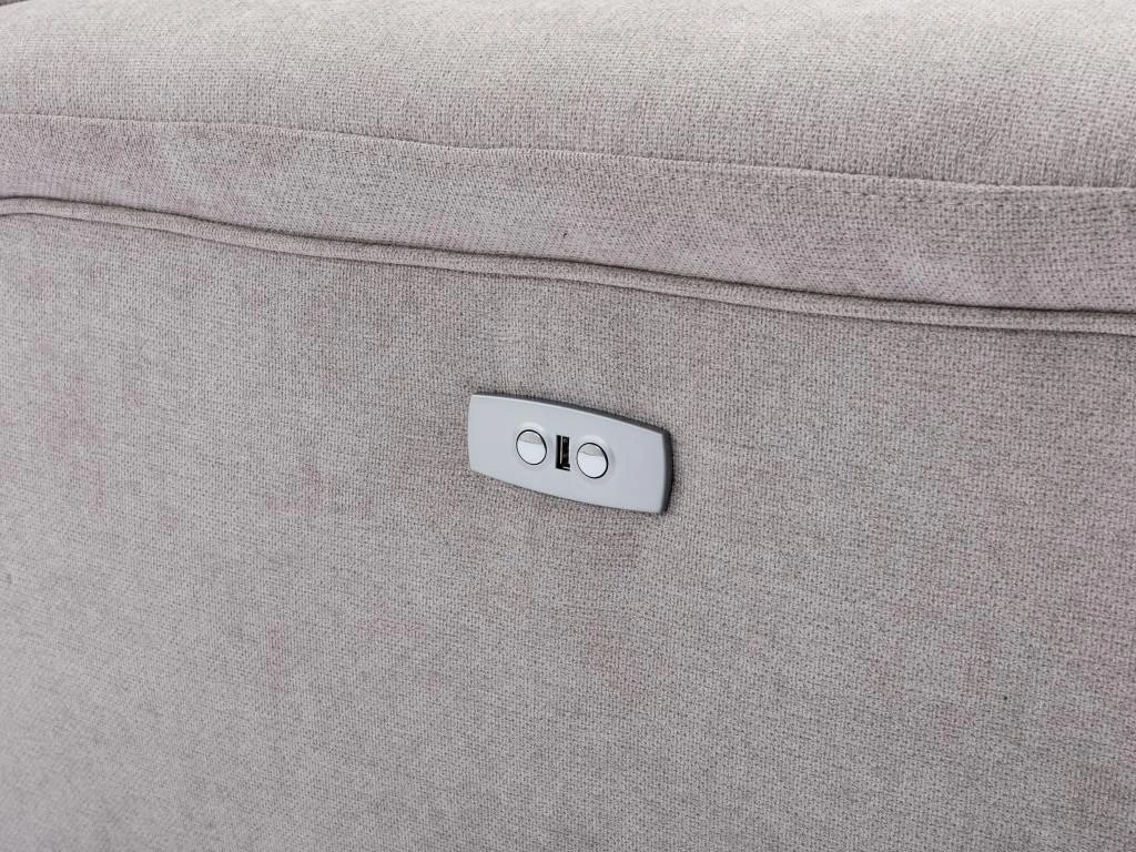 Canapé 3 Places Relax électrique En Tissu Gris Clair URSULA II 7 Canapé 3 Places Relax électrique En Tissu Gris Clair URSULA II – Image 7