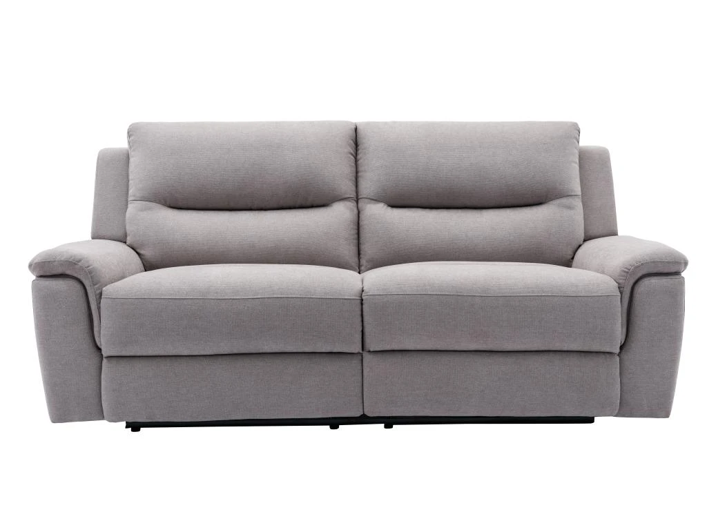 Canapé 3 Places Relax électrique En Tissu Gris Clair URSULA II 3 Canapé 3 Places Relax électrique En Tissu Gris Clair URSULA II – Image 3