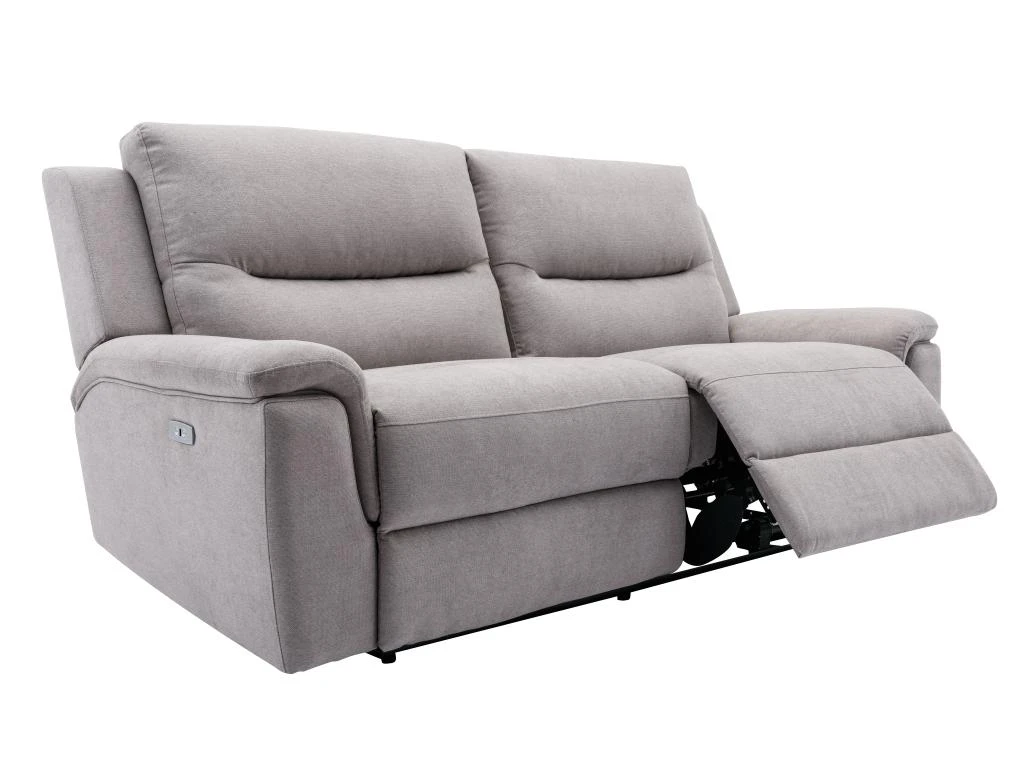 Canapé 3 Places Relax électrique En Tissu Gris Clair URSULA II 4 Canapé 3 Places Relax électrique En Tissu Gris Clair URSULA II – Image 4