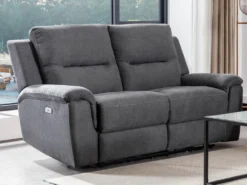 Canapé 2 Places Relax électrique En Tissu Anthracite URSULA II -Canapé Soldes Boutique canape 14455353