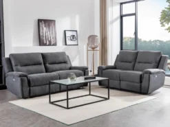 Canapé 2 Places Relax électrique En Tissu Anthracite URSULA II