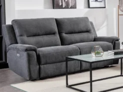 Canapé 3 Places Relax électrique En Tissu Anthracite URSULA II -Canapé Soldes Boutique canape 14455371