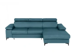 Canapé D'angle Droit Convertible En Velours Bleu Canard Avec Têtières ELIKIA -Canapé Soldes Boutique canape 14461091