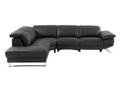 Canapé D'angle Gauche Relax électrique En Cuir De Vachette Noir PUNO II -Canapé Soldes Boutique canape 14461201