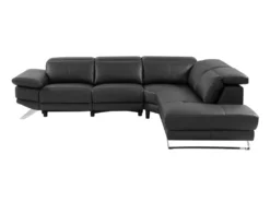 Canapé D'angle Droit Relax électrique En Cuir De Vachette Noir PUNO II -Canapé Soldes Boutique canape 14461203