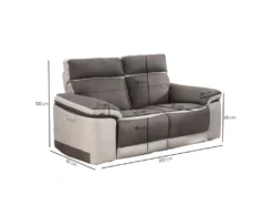 Canapé Relaxation 2,5 Places Motorisé En Tissu Bicolore Taupe - CLARA -Canapé Soldes Boutique canape 14503219