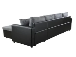 Canapé D'Angle Panoramique MARIA Convertible En Simili Et Microfibre - Gris Et Noir -Canapé Soldes Boutique canape 14641209