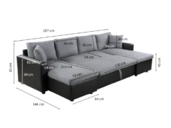 Canapé D'Angle Panoramique MARIA Convertible En Simili Et Microfibre - Gris Et Noir -Canapé Soldes Boutique canape 14641211