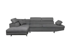 Canapé D'angle RIO Convertible Avec Coffre En Microfibre - Angle Gauche, Gris