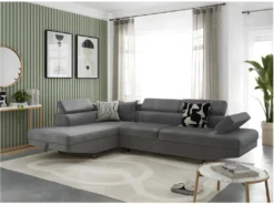 Canapé D'angle RIO Convertible Avec Coffre En Microfibre - Angle Gauche, Gris -Canapé Soldes Boutique canape 14641255
