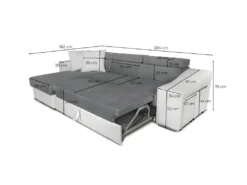 Canapé D'angle ELONA Convertible Bi-matière Blanc Et Gris Avec Poufs De Rangement à Droite -Canapé Soldes Boutique canape 14641665