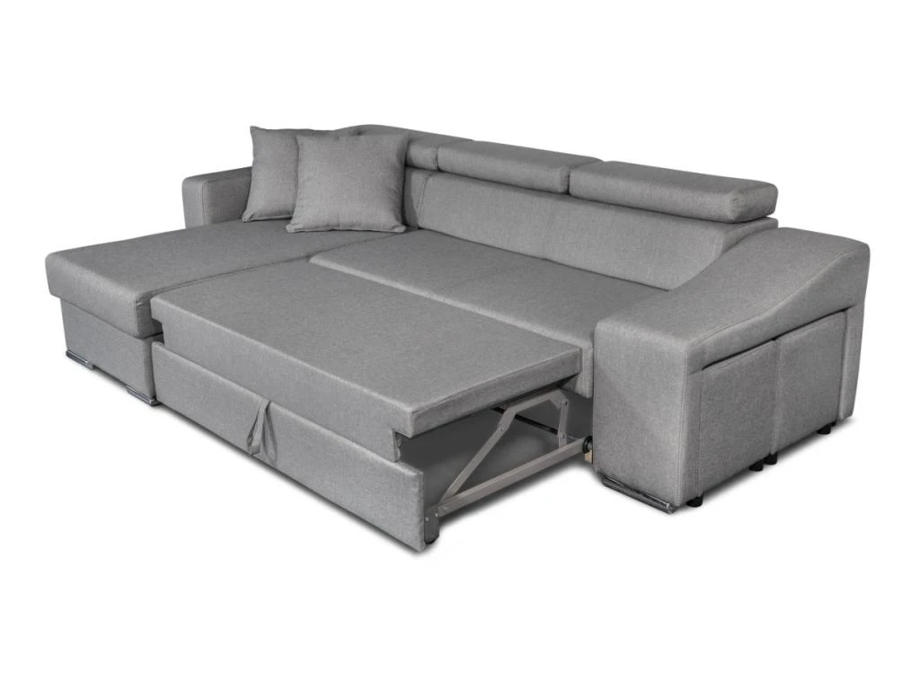 Canapé D'Angle ELONA Convertible En Tissu Gris Clair Avec Poufs De Rangement à Droite 6 Canapé D'Angle ELONA Convertible En Tissu Gris Clair Avec Poufs De Rangement à Droite – Image 6