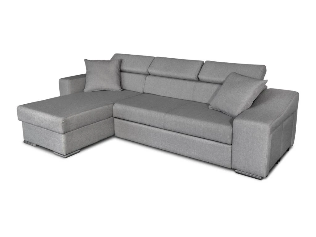 Canapé D'Angle ELONA Convertible En Tissu Gris Clair Avec Poufs De Rangement à Droite 8 Canapé D'Angle ELONA Convertible En Tissu Gris Clair Avec Poufs De Rangement à Droite – Image 8