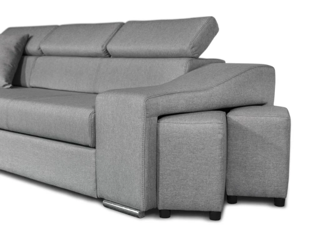 Canapé D'Angle ELONA Convertible En Tissu Gris Clair Avec Poufs De Rangement à Droite 10 Canapé D'Angle ELONA Convertible En Tissu Gris Clair Avec Poufs De Rangement à Droite – Image 10
