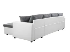 Canapé D'Angle Panoramique MARIA Convertible En Simili Et Microfibre - Blanc Et Gris -Canapé Soldes Boutique canape 14641965