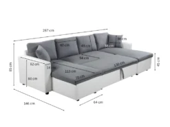 Canapé D'Angle Panoramique MARIA Convertible En Simili Et Microfibre - Blanc Et Gris -Canapé Soldes Boutique canape 14641969