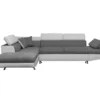 Canapé D'angle RIO Convertible Avec Coffre En Microfibre Et Simili - Angle Gauche, Blanc Et Gris